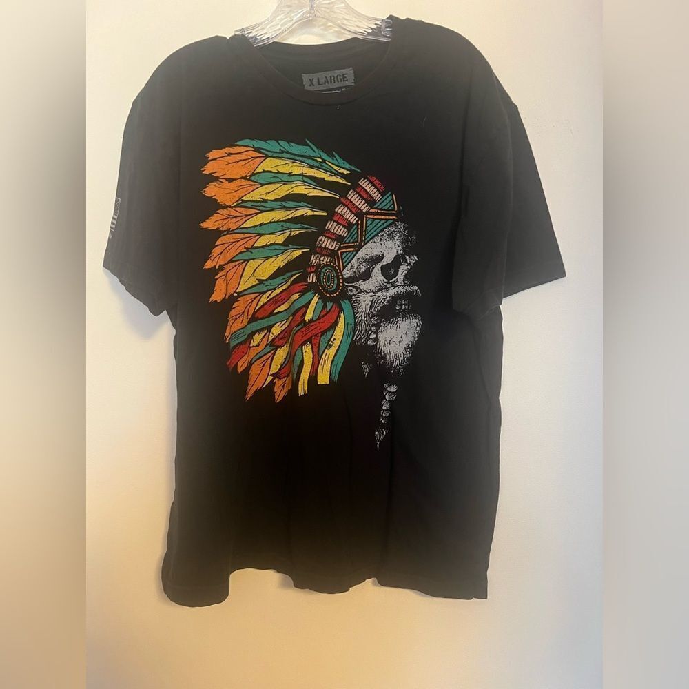 Black Graphic Tee with Colorful Skull Design